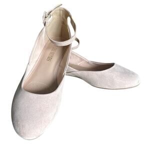 Dream Pairs Revona Cream Shoes Suede Low Wedge Ankle Strap Flats Comfortable 9